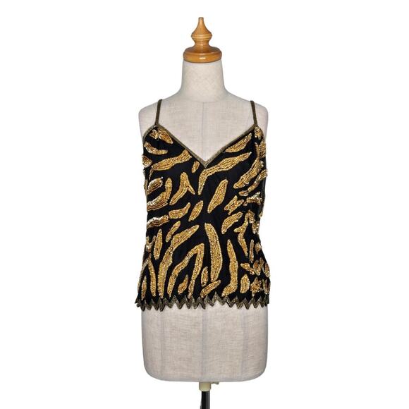 Vintage MARK & JOHN by Gopal Hand Beaded Sequin Sleeveless Evening Top sz M - Picture 1 of 8